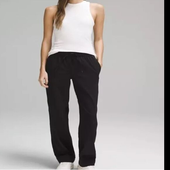 Lululemon $128 Straight-Leg Mid-Rise Pant Luxtreme Drawcord Black Sz XL NWT!